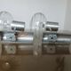Pair of wall lamps, chrome metal and brushed aluminum 60s 70s