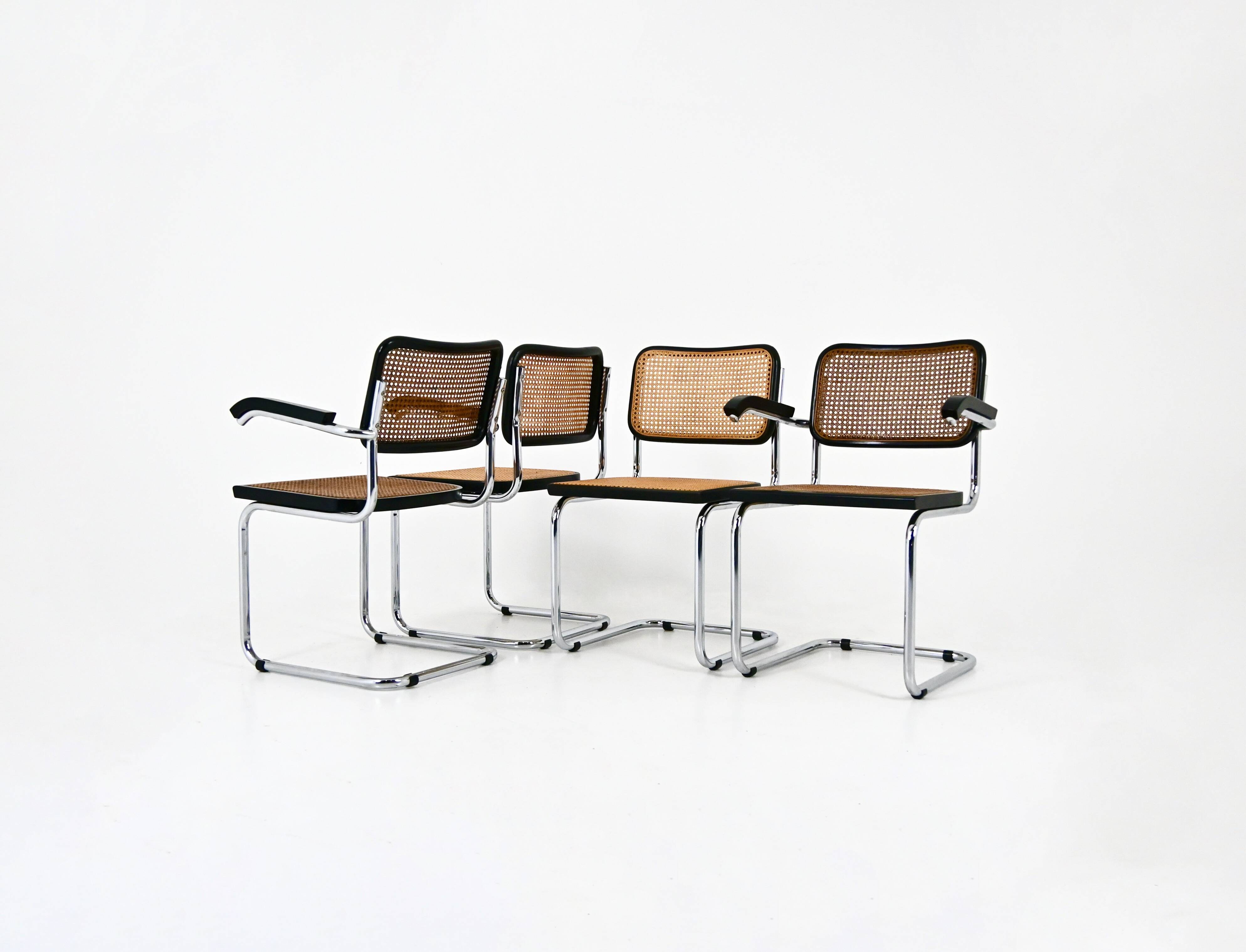 Set of 4 Dining Chairs Style B32 by Marcel Breuer