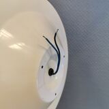 Wall/ceiling lamp, made in brass and white lacquered metal with frosted solid glass shade