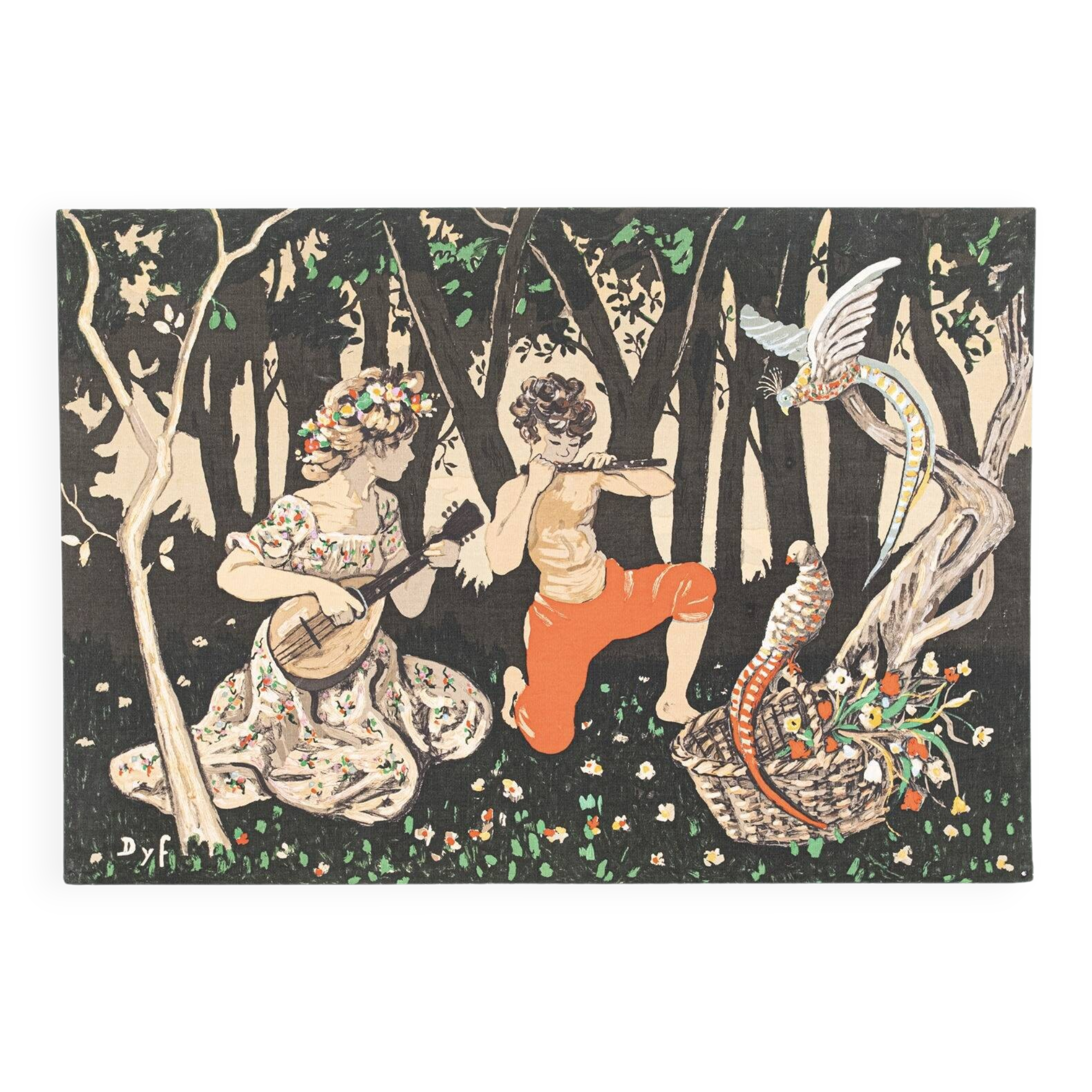 Tapisserie Allégorie du Printemps, imprimée sur toile, France, 1960s