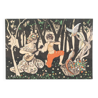 Tapestry Allegory of Spring, printed on canvas, France, 1960s