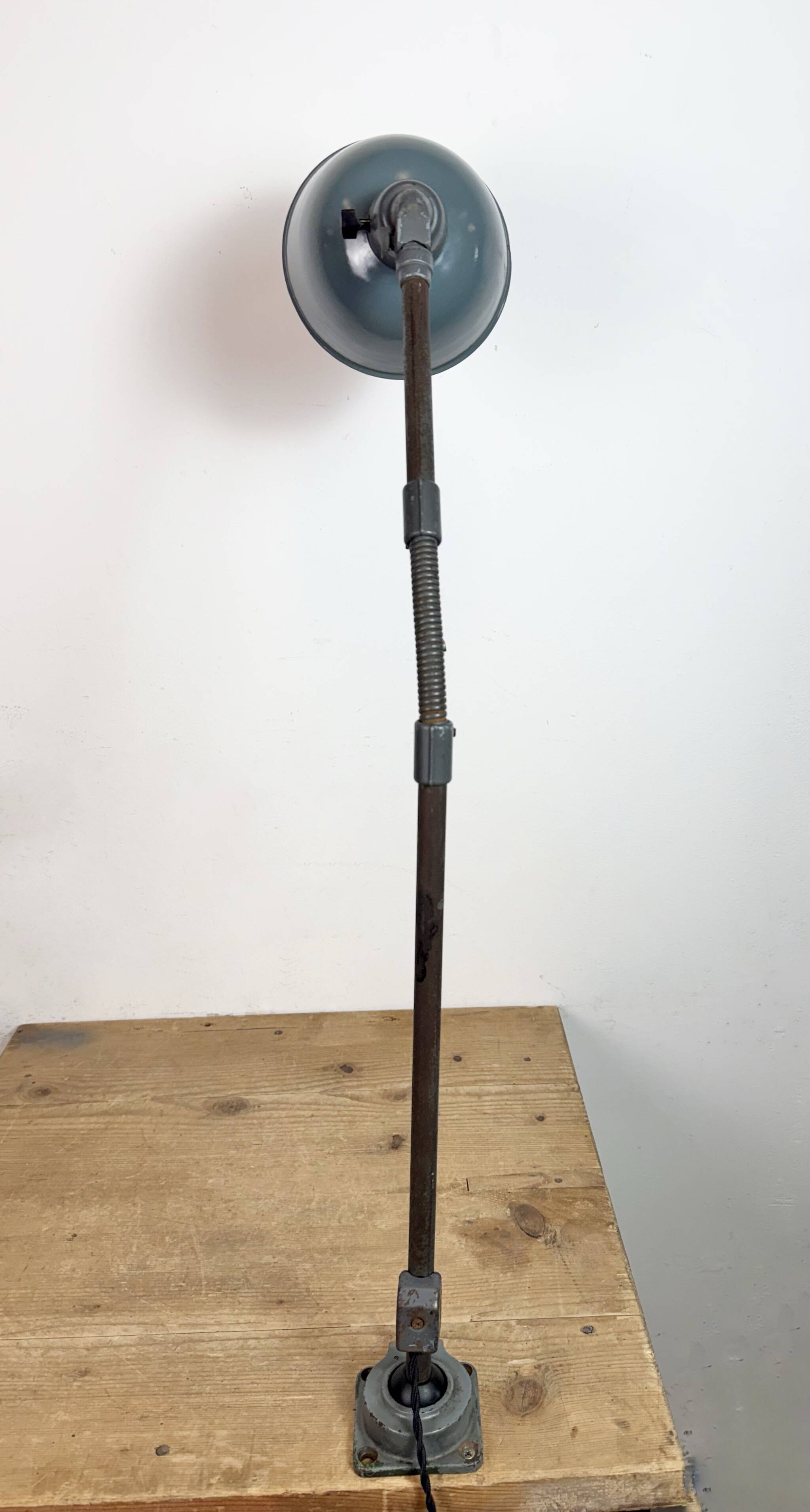 Industrial Grey Enamel Workshop Table Lamp from Siemens, 1950s