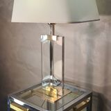 Lampe style de luxe  1970 a 80  laiton et plexi ,quelques trace usure , 65x40 d origine