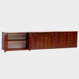Rosewood wall mounted floating sideboard / TV cabinet / bookcase wall system unit, 1960s