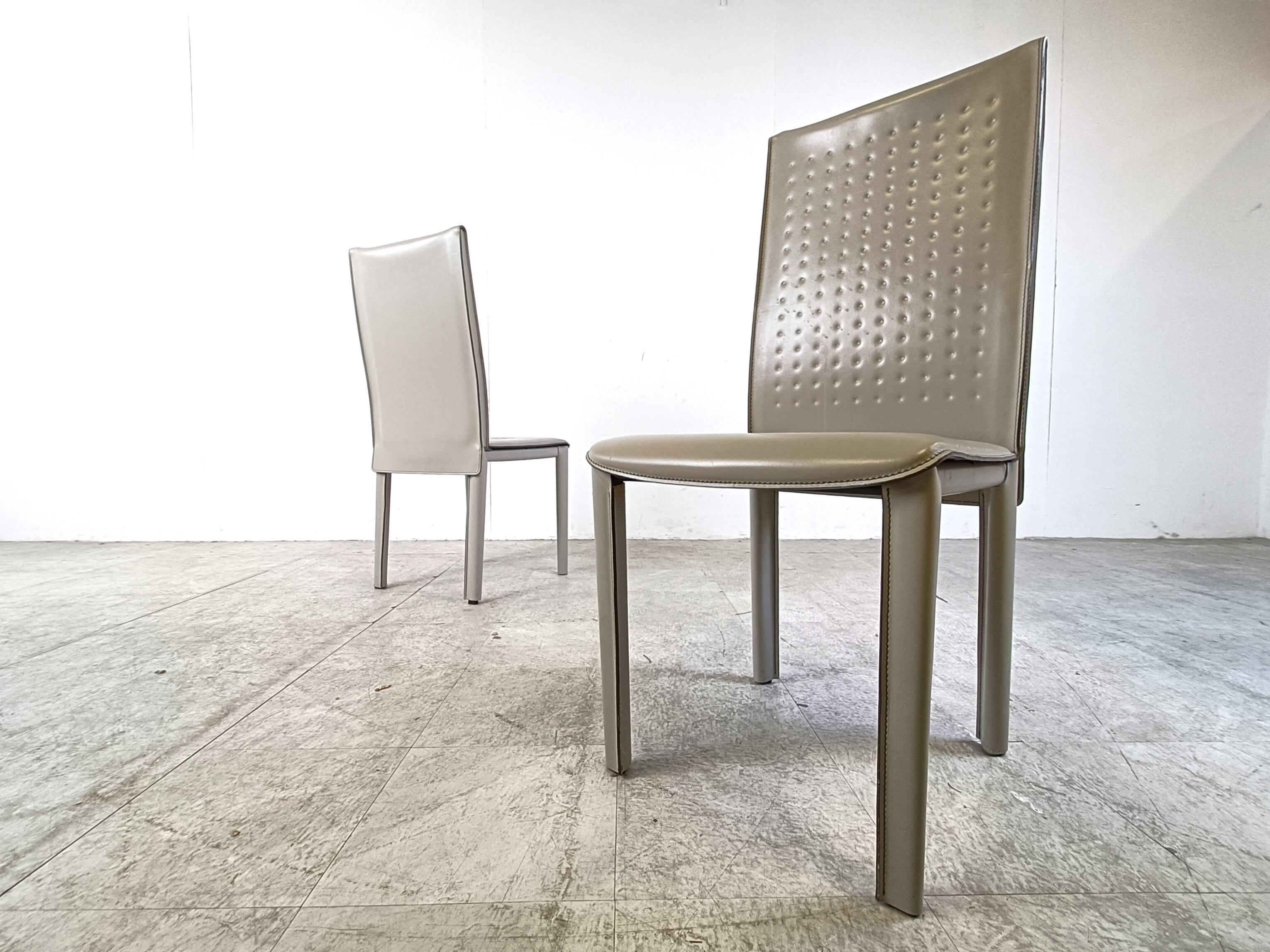 Set of 10 vintage leather dining chairs, 1980s