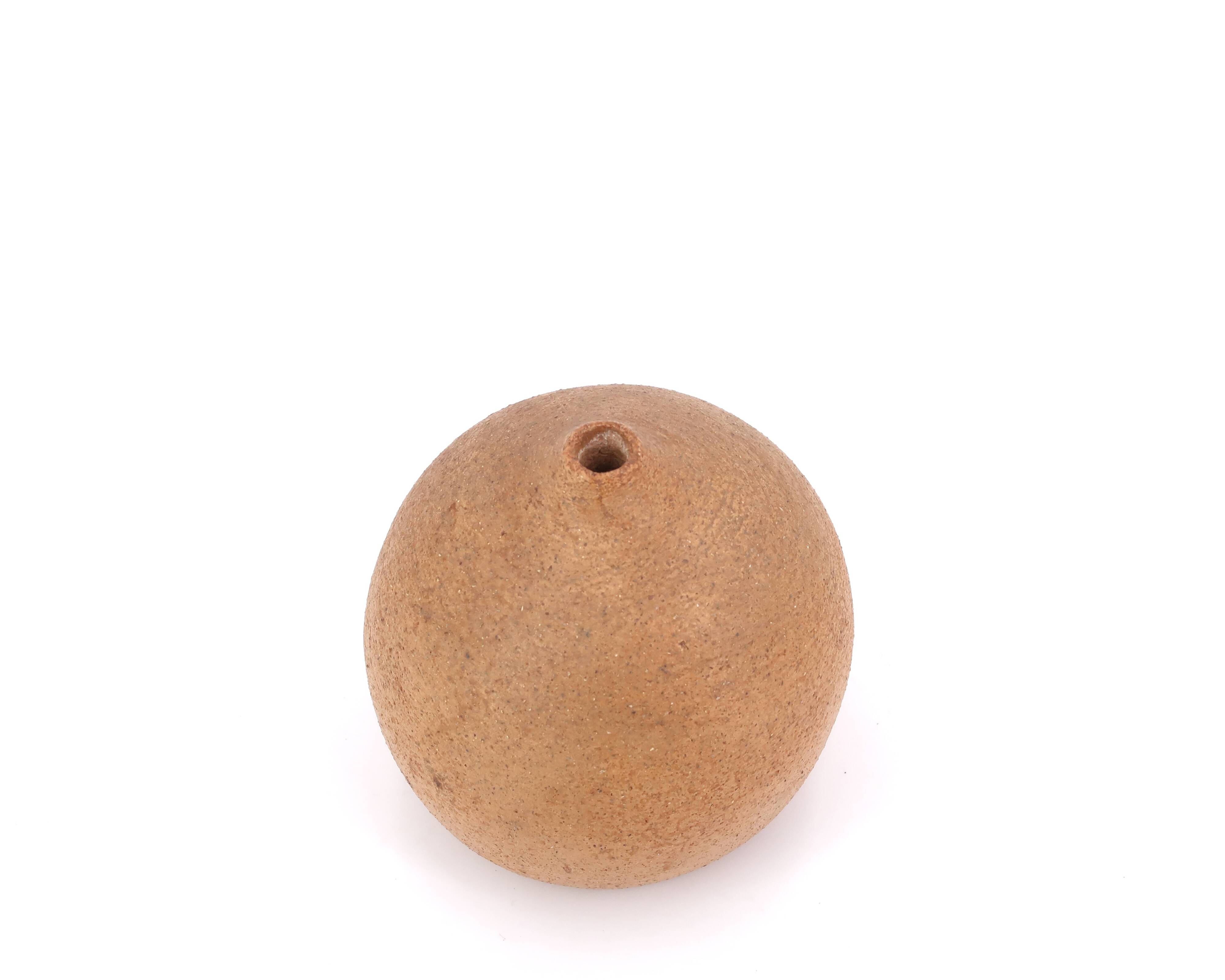 Signed chamotte sandstone ball vase, 1970s