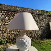 Lampe en céramique blanche craquelée vintage 1970