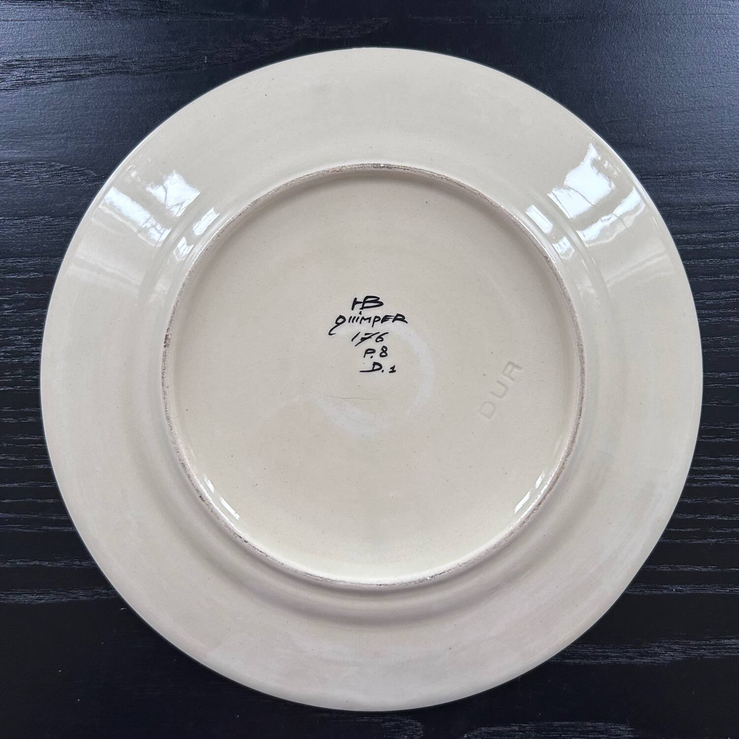 Old plate signed HB Quimper