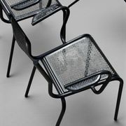 Ensemble de 6 fauteuils et table en métal perforé 1950