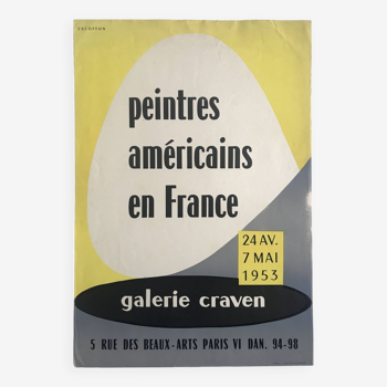 Affiche originale en sérigraphie Roger EXCOFFON, Peintres américains en France, 1953