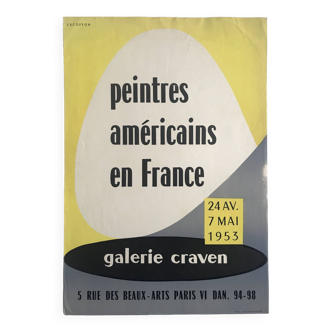 Affiche originale en sérigraphie Roger EXCOFFON, Peintres américains en France, 1953