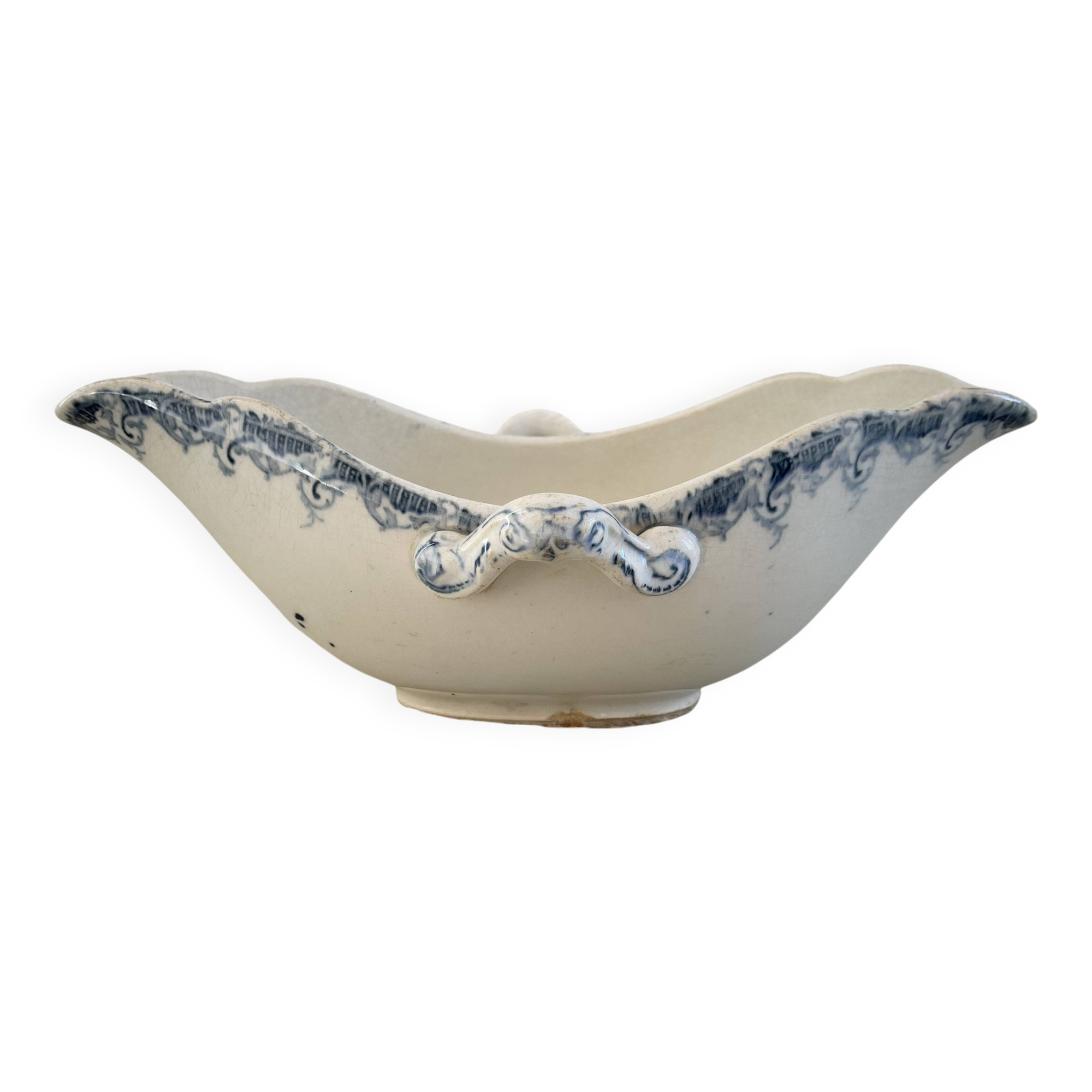 K&G Lunéville blue and white ironstone sauceboat