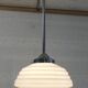 Bauhaus pendant light in chrome metal and opaline globe - 1950s