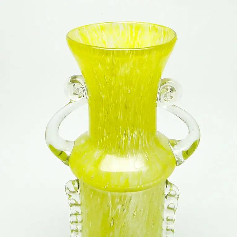 Vase postmoderne, verre jaune, Pologne, années 1970