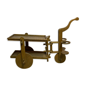 Chariot de bar en chêne moderniste