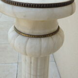 Antique luminous alabaster and bronze column