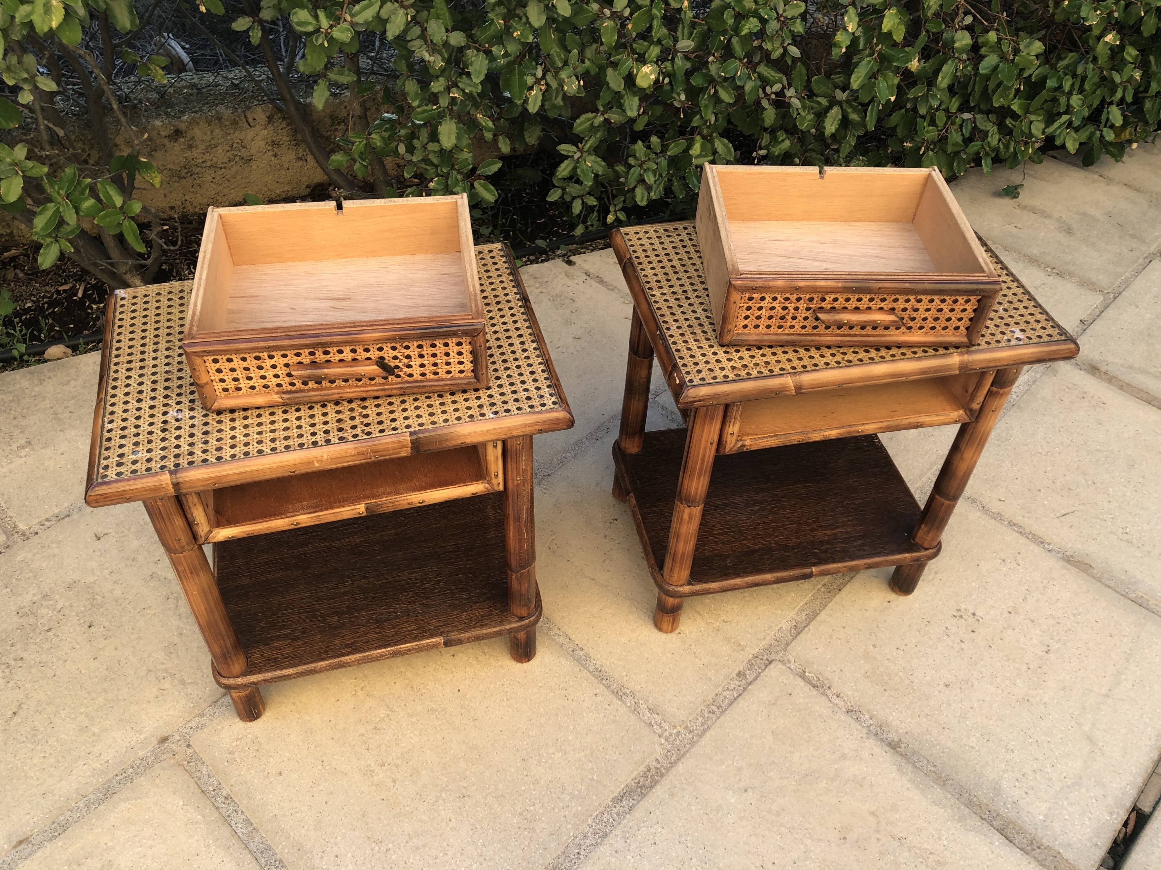 Pair of bedsides wood and canning
