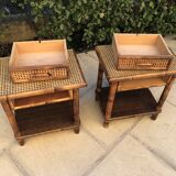 Pair of bedsides wood and canning