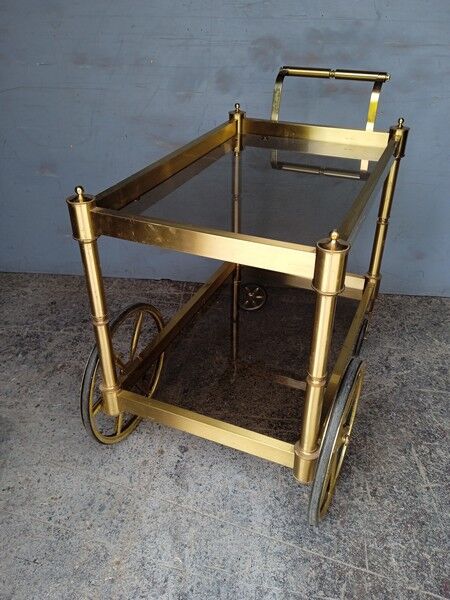 Serving rolling table golden aluminum ep 1970 vintage
