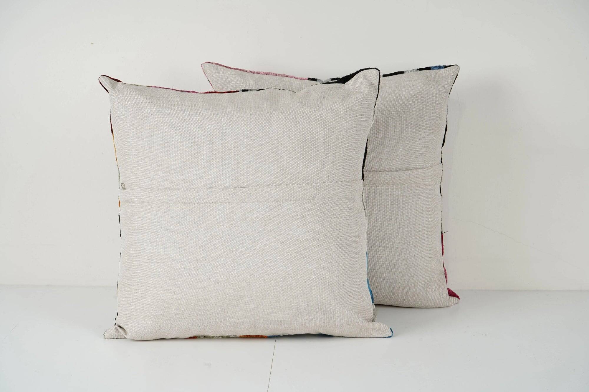 Set of 2 vintage ikat cushion covers 48x48 cm