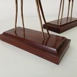 Pair of antique bookends in solid oak and brass from the 1960s