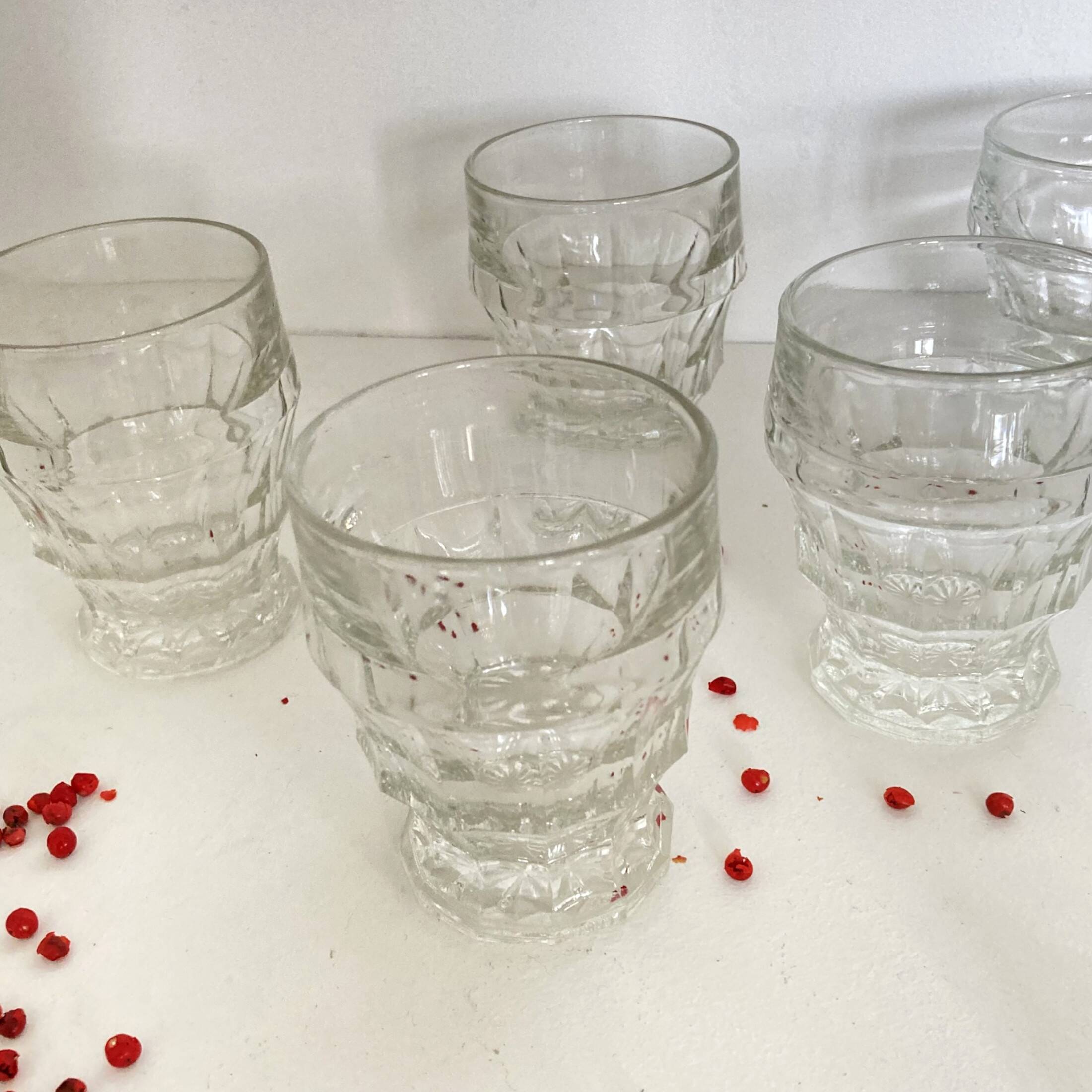 Set of 6 old bistro glasses, tableware