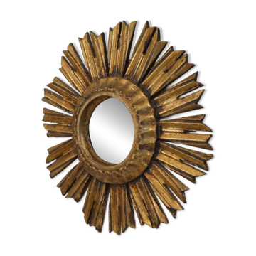 Miroir soleil en bois doré 1950