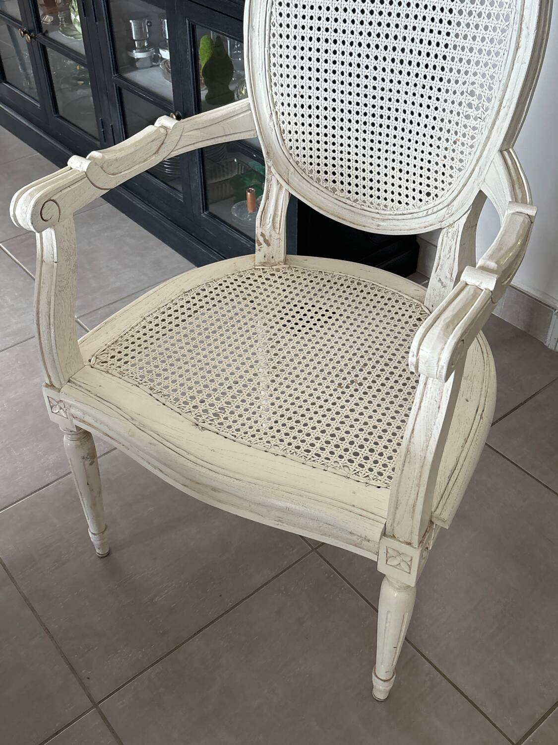 Caned medallion armchair