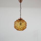 Danish Mid-Century Copper and Glass Pendant Light