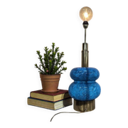 Lampadaire/lampe de table vintage bleue en verre