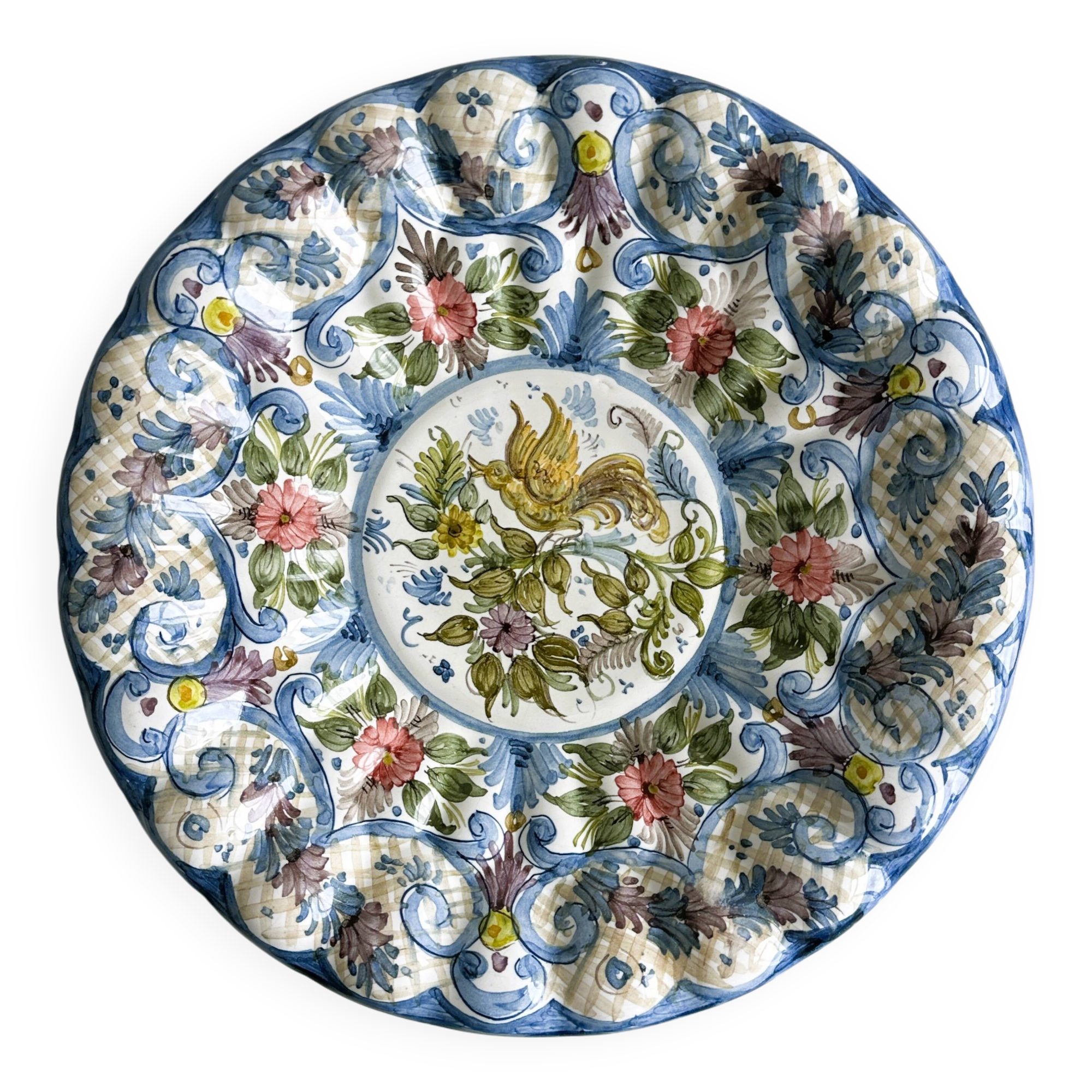 Hand painted decorative dish with floral motifs