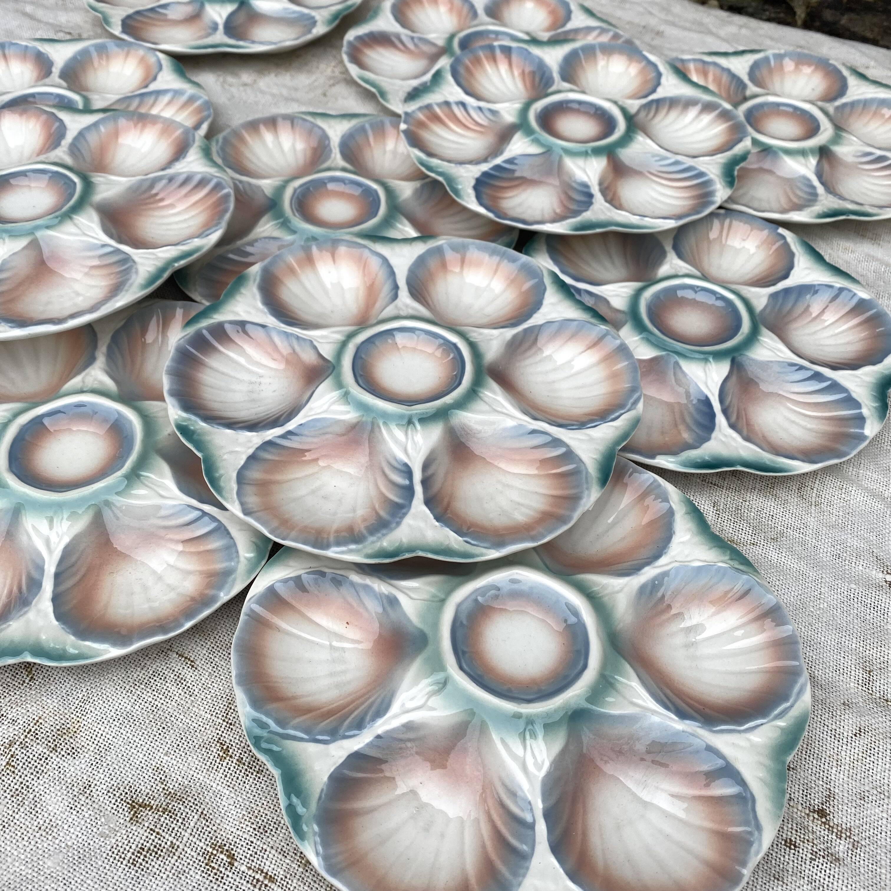 Barbotine oyster plates Digoin