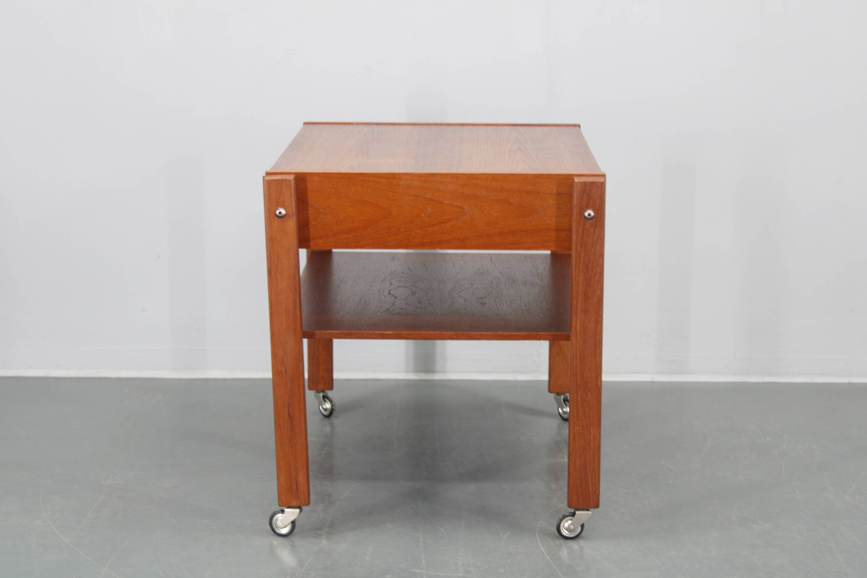 1960s Danish Teak Sewing Cart or Side Table