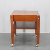 1960s Danish Teak Sewing Cart or Side Table