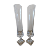 Pair of Bayel crystal flower vases – 24 cm – square bases