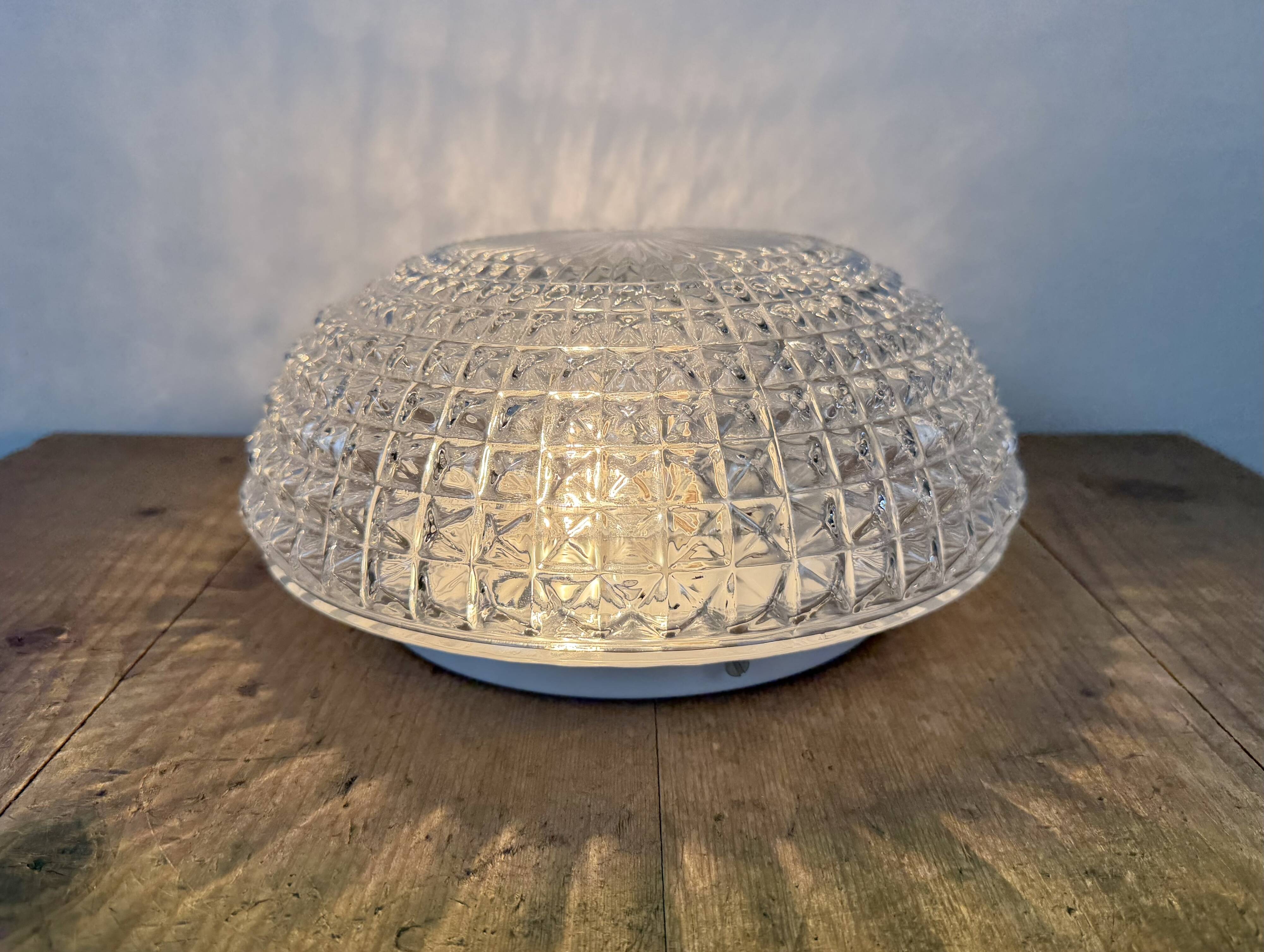Vintage Glass Wall or Ceiling Light, 1970s