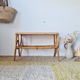 1960s rattan coffee table - blue top