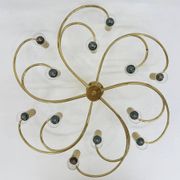 Leola sculptural brass 12-light ceiling or wall flush mount, 1970s