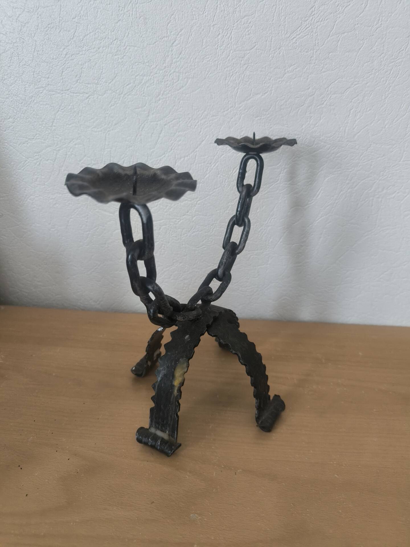 Brutalist wrought iron chandelier