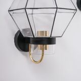 Pair of Mid-Century Glass and Brass Wall Lights