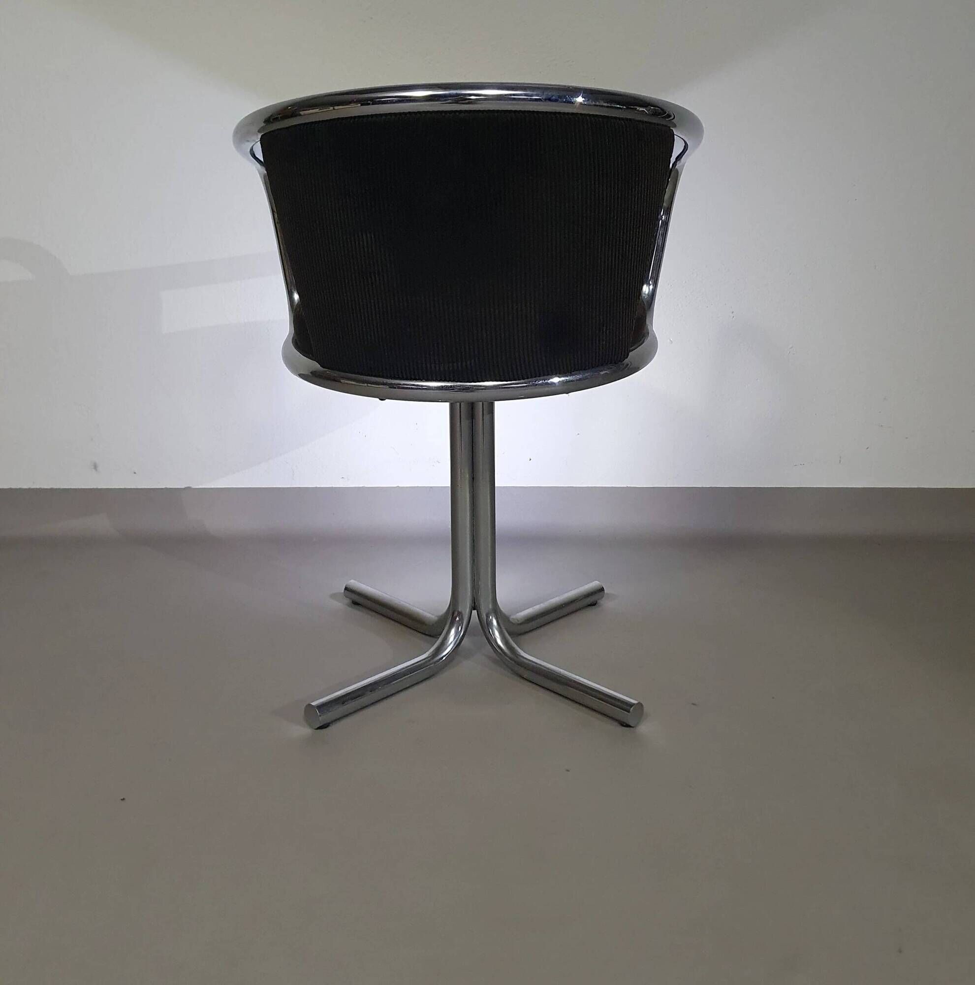 3 x mid-century tube frame chairs (swivel) corduroy upholstery