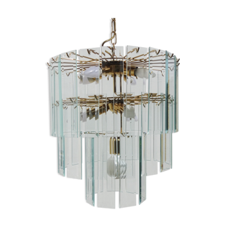 Glass and brass chandelier, Giesse Senago