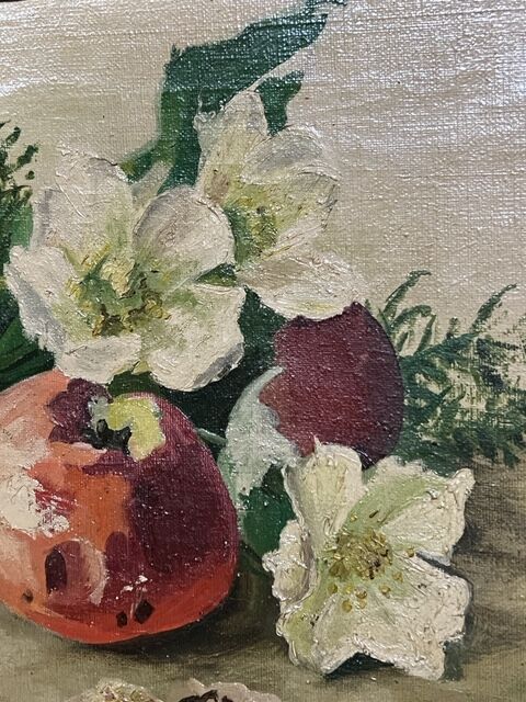 Still life with fruits and flowers.