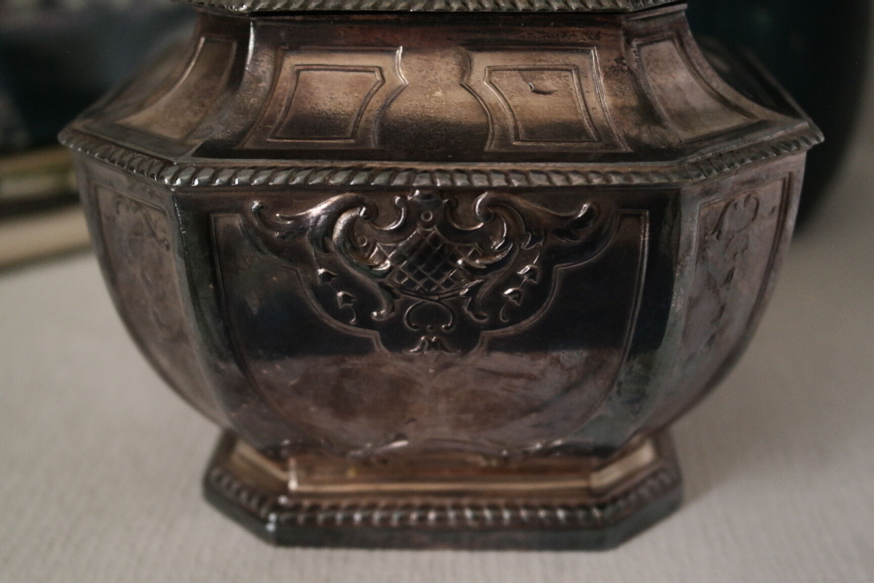 Silver metal candy sugar bowl lutetia france old