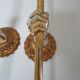 Pair of vintage patinated golden metal hand sconces