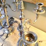 Pair of three-armed silver-plated candelabra