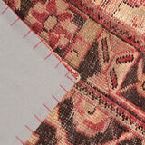 Tapis patchwork en laine rouge fait à la main - 151x208cm