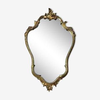 Miroir de style Louis XV en composite doré vintage 70'S 42x68cm