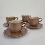 4 Norman coffee cups / Puisaye / Pyrite stoneware
