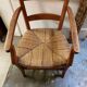 provençal armchair with dark beech armrests two-tone straw seat